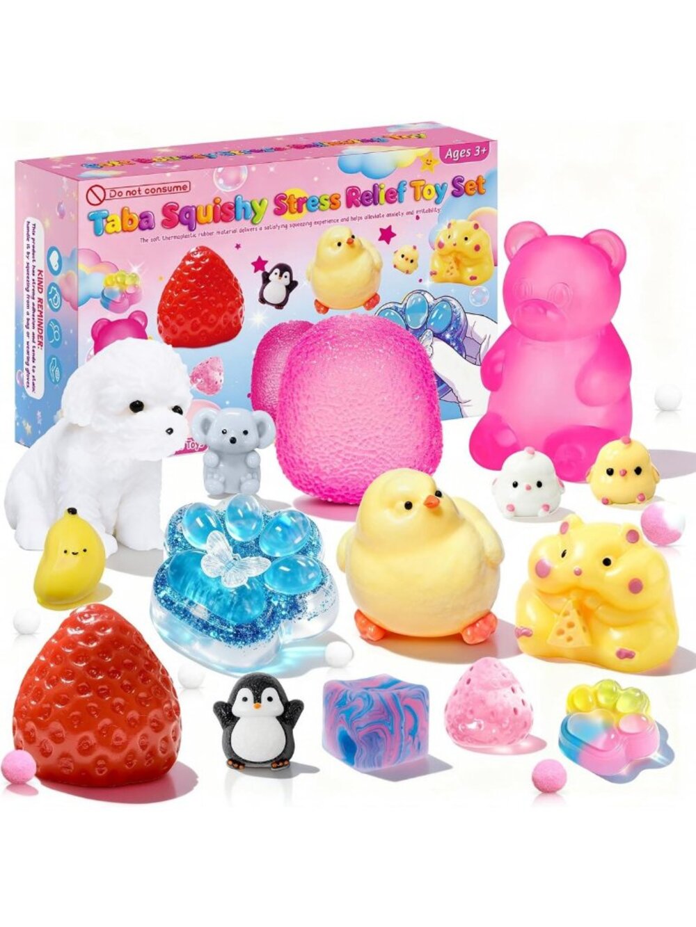 15 Pcs Taba Squishies Fidget Toy Set - Stress Relief, Fun & Colorful